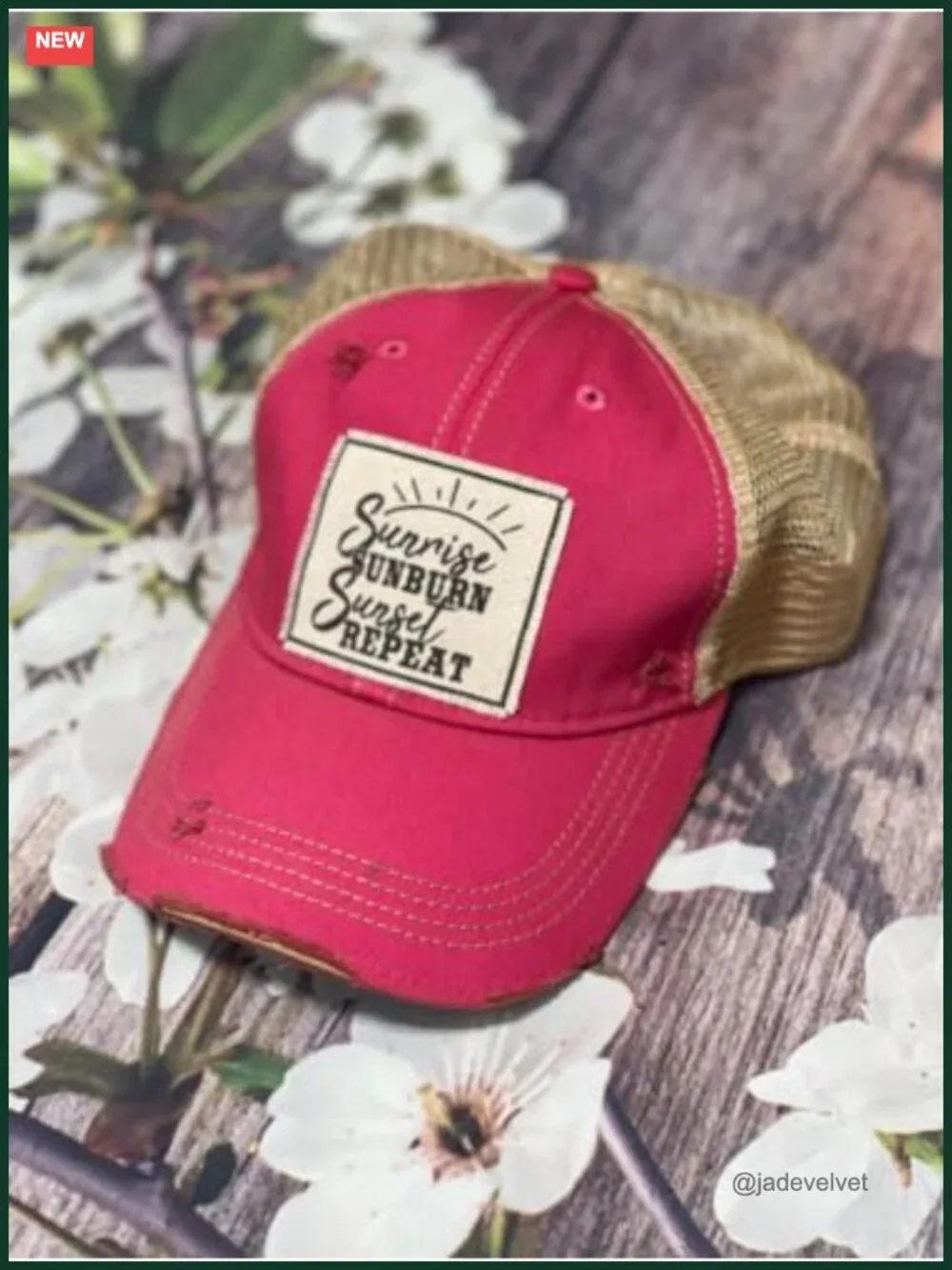 Distressed Trucker Cap Adjustable Snapback Cotton Polyester